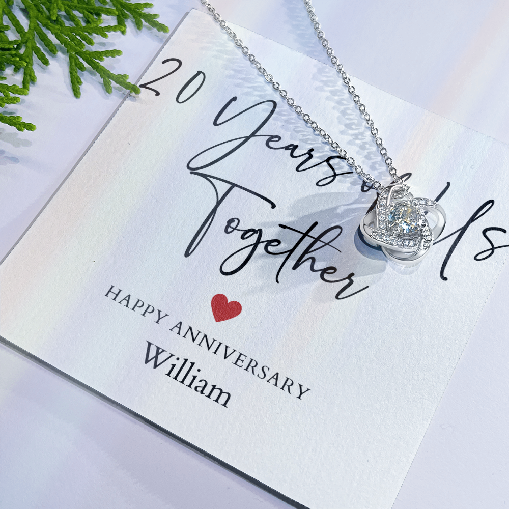 Personalized Twenty Years Of Us Anniversary- Love Knot Necklace