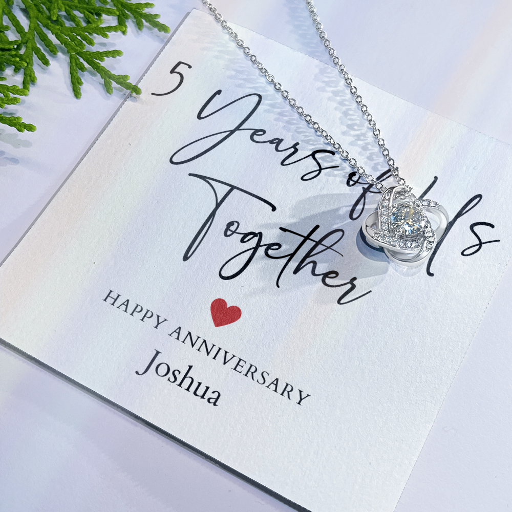Personalized Five Years Of Us Anniversary- Love Knot Necklace
