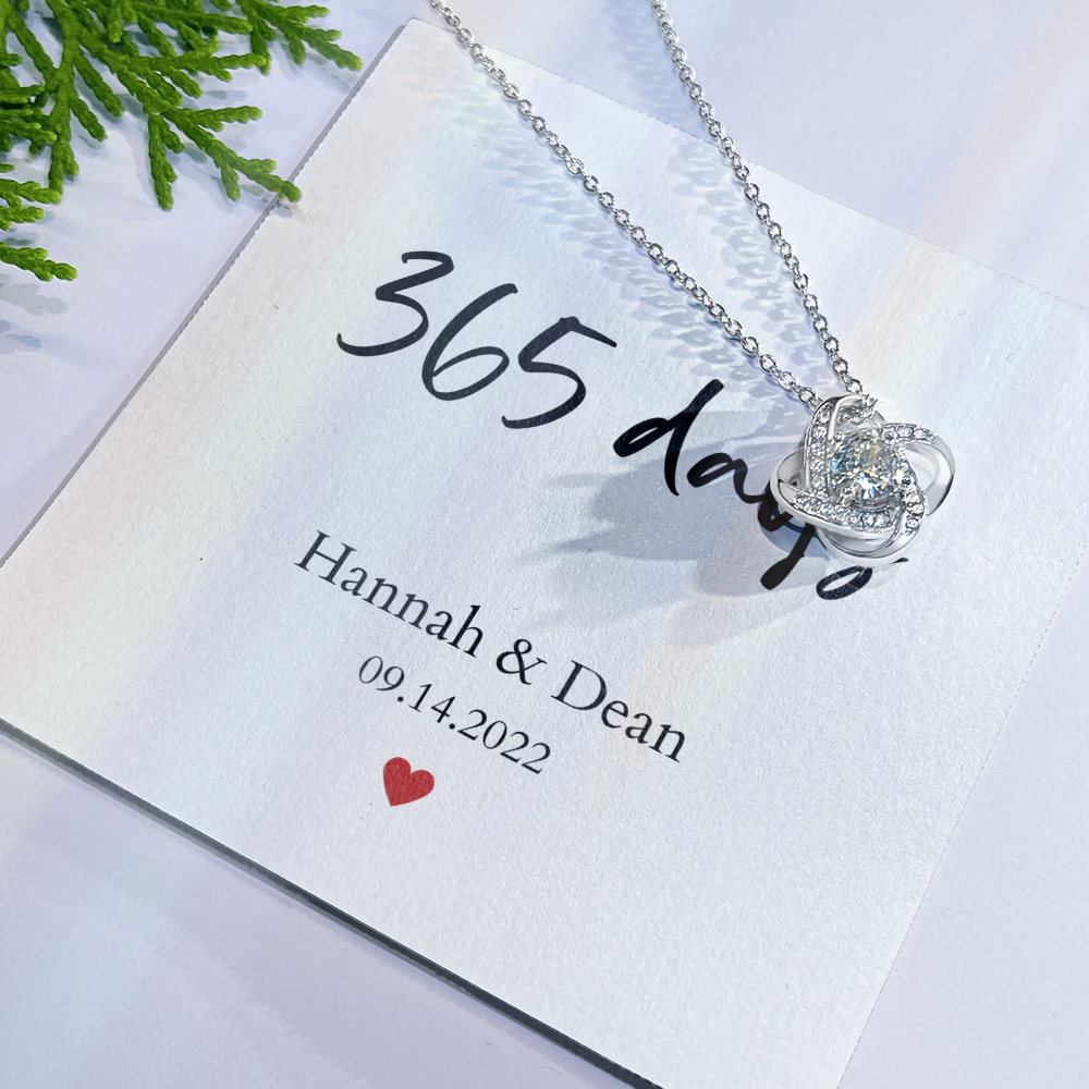 Personalized 1st Anniversary-365 days- Love Knot Necklace