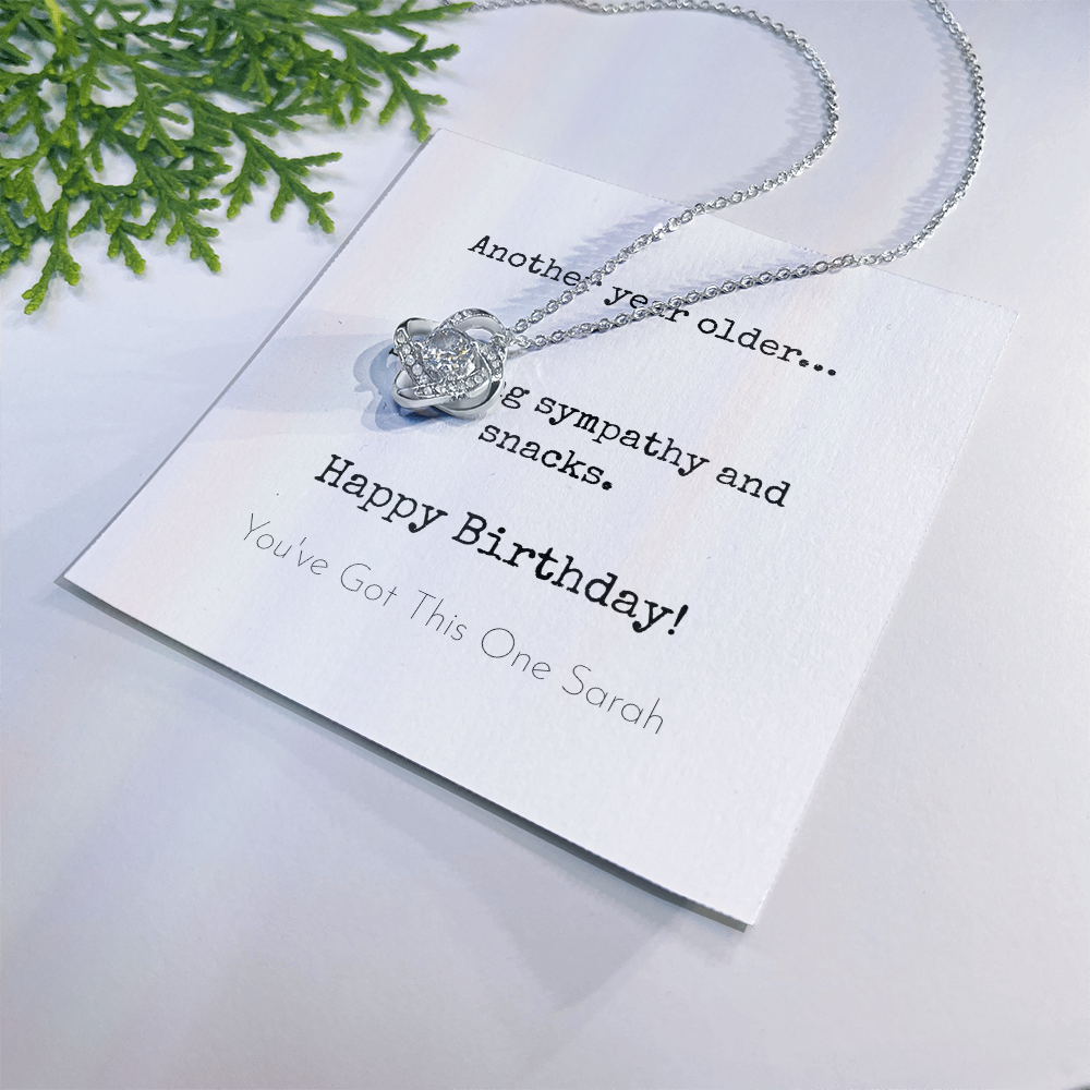 Personalized Happy Birthday-Sending Sympathy-Love Knot Necklace
