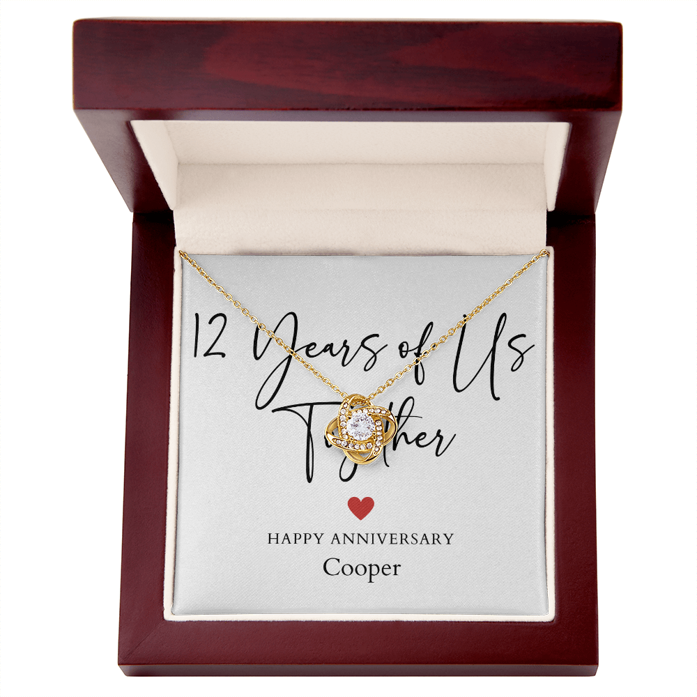Personalized Twelve Years Of Us Anniversary- Love Knot Necklace