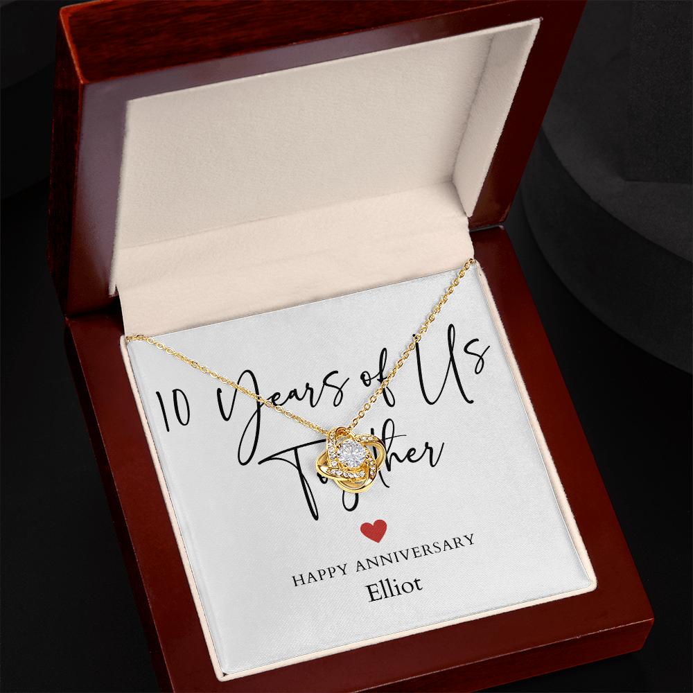 Personalized Ten Years Of Us Anniversary- Love Knot Necklace