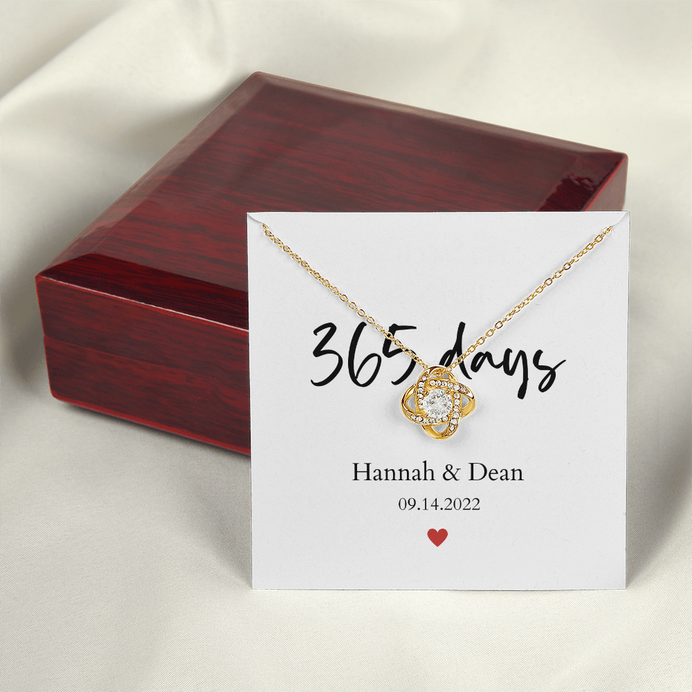 Personalized 1st Anniversary-365 days- Love Knot Necklace