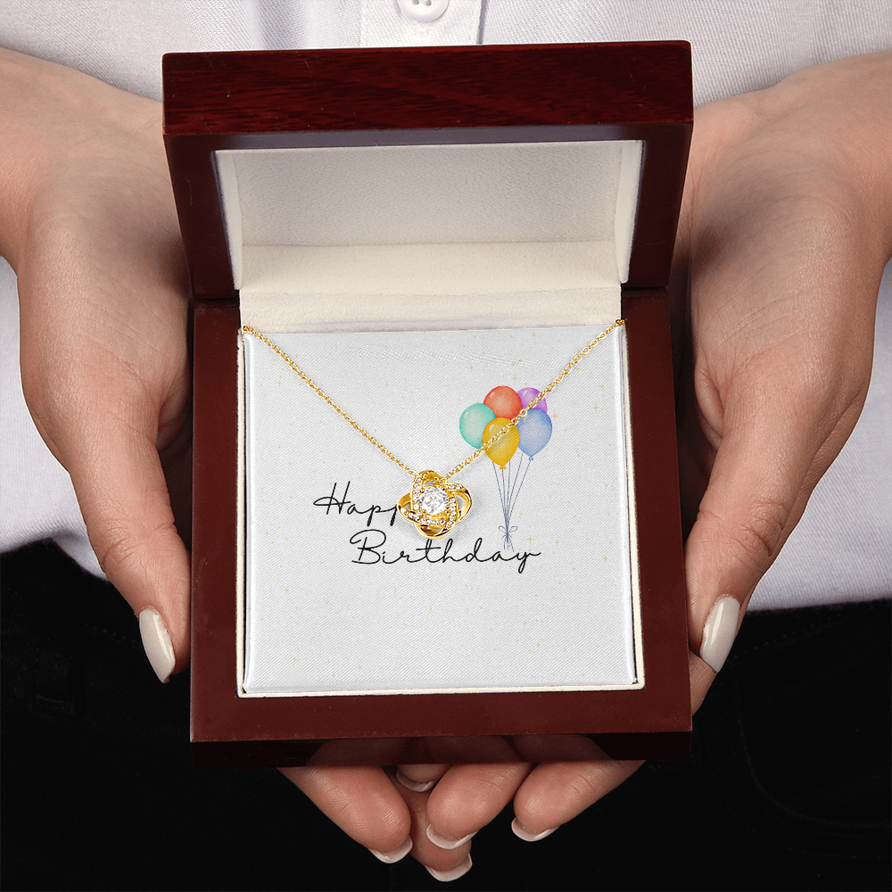 Happy Birthday- Bright Balloons- Love Knot Necklace