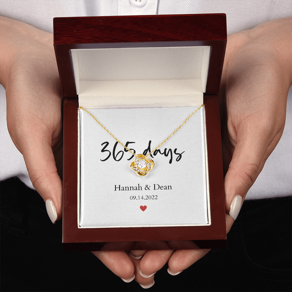 Personalized 1st Anniversary-365 days- Love Knot Necklace