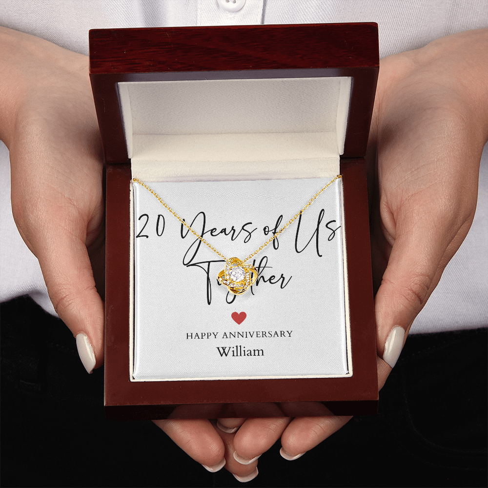 Personalized Twenty Years Of Us Anniversary- Love Knot Necklace