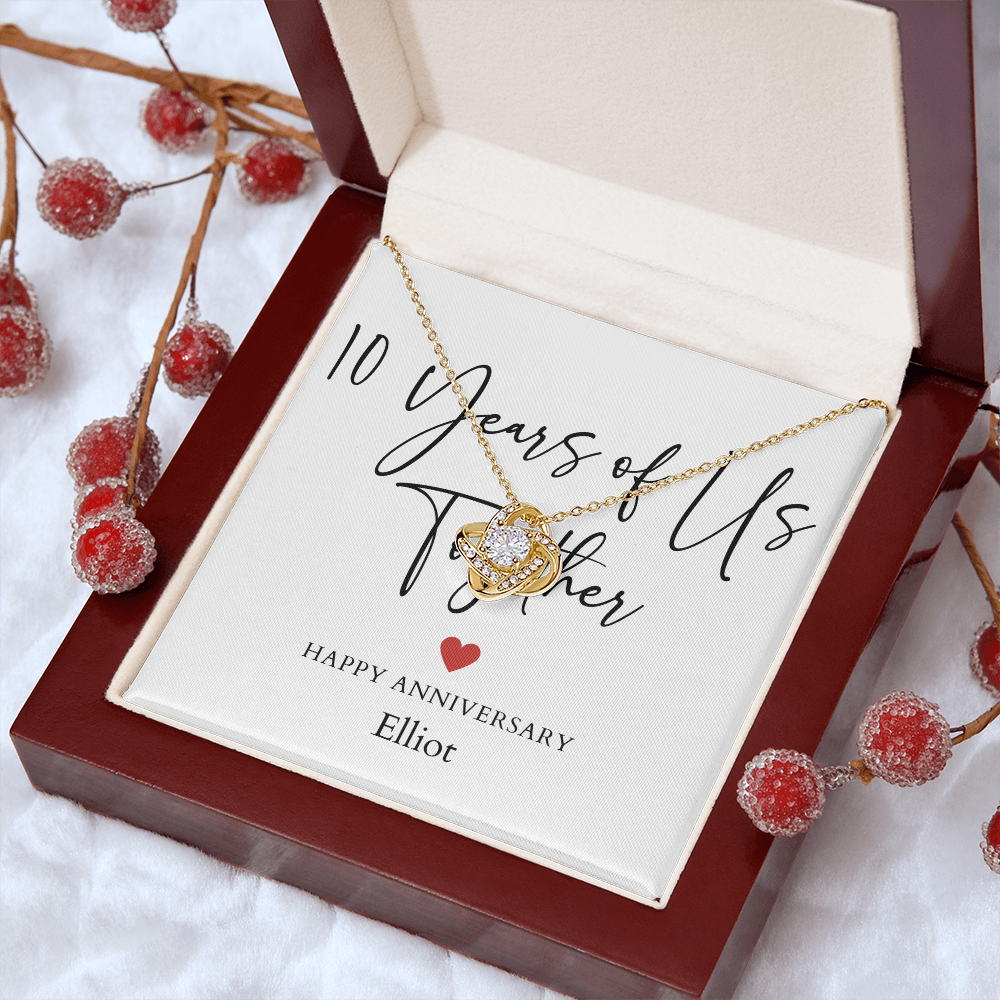 Personalized Ten Years Of Us Anniversary- Love Knot Necklace