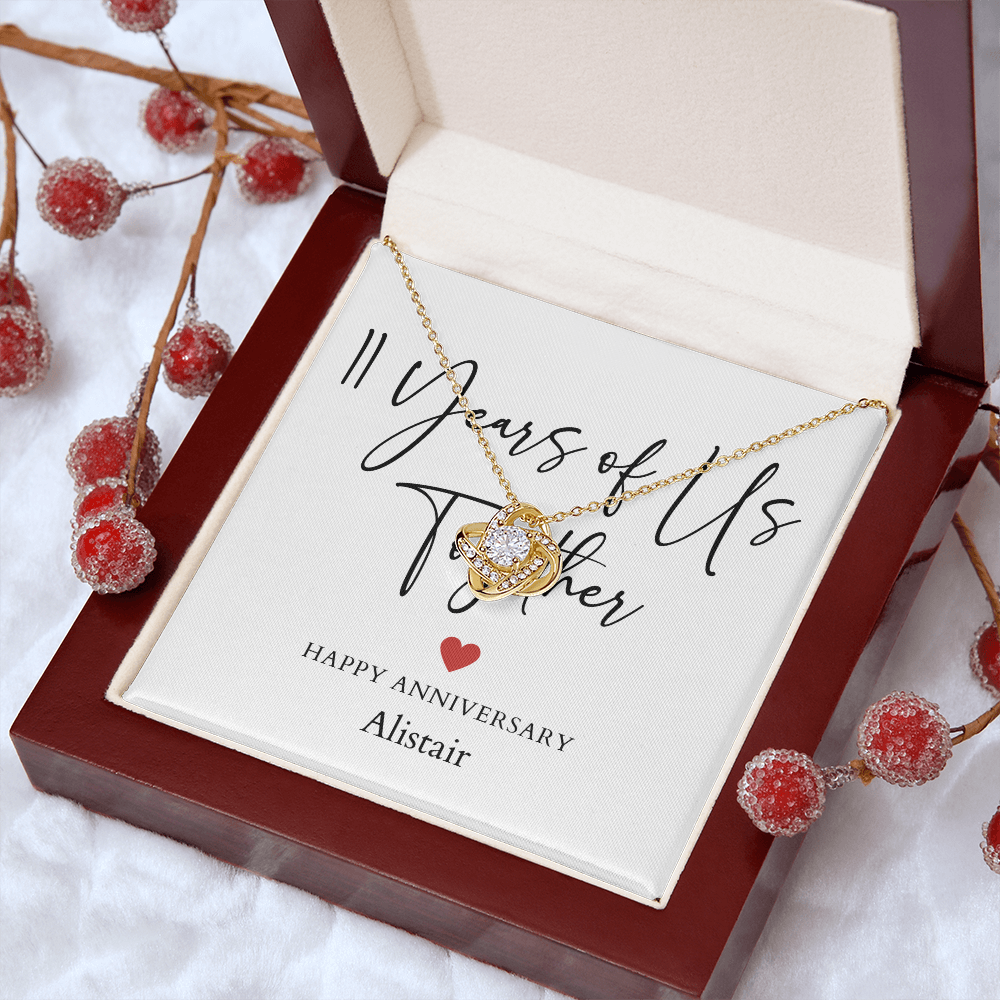 Personalized Eleven Years Of Us Anniversary- Love Knot Necklace