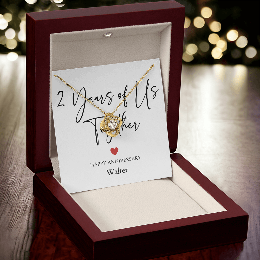 Personalized Two Years Of Us Anniversary- Love Knot Necklace