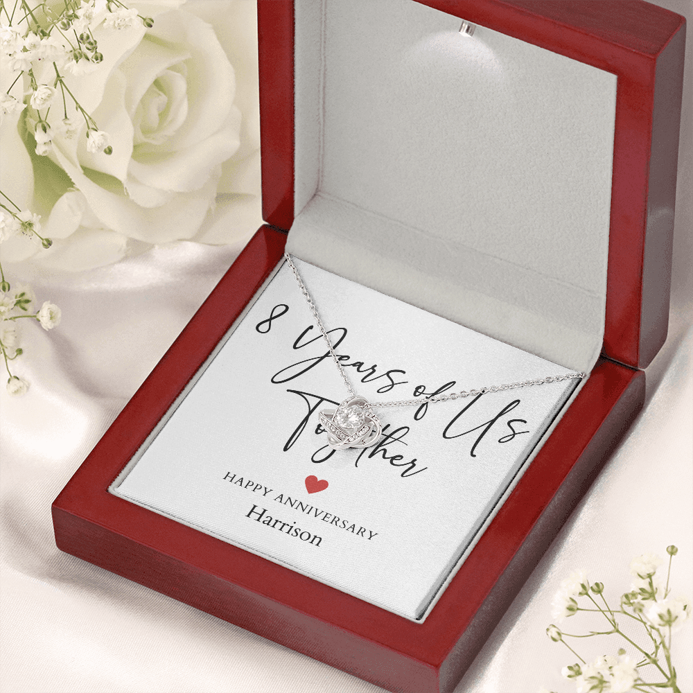 Personalized Eight Years Of Us Anniversary- Love Knot Necklace