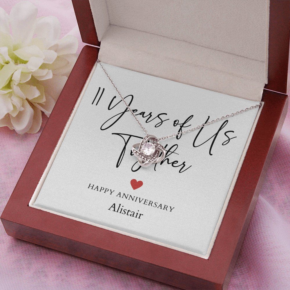 Personalized Eleven Years Of Us Anniversary- Love Knot Necklace