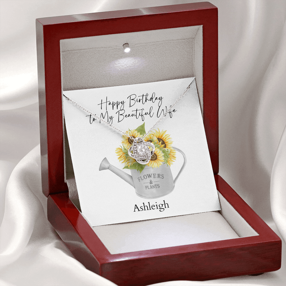 Personalized Happy Birthday- To My Beautiful Wife- Love Knot Necklace