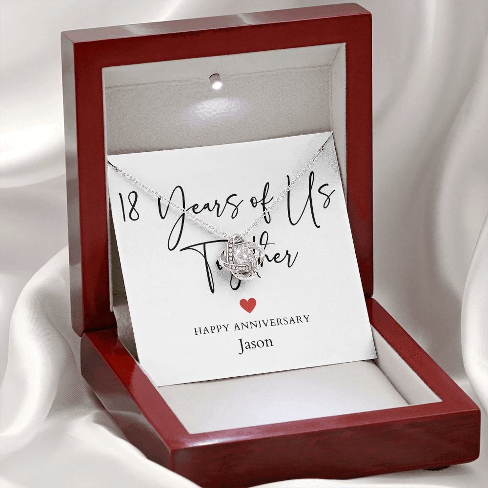 Personalized Eighteen Years Of Us Anniversary- Love Knot Necklace