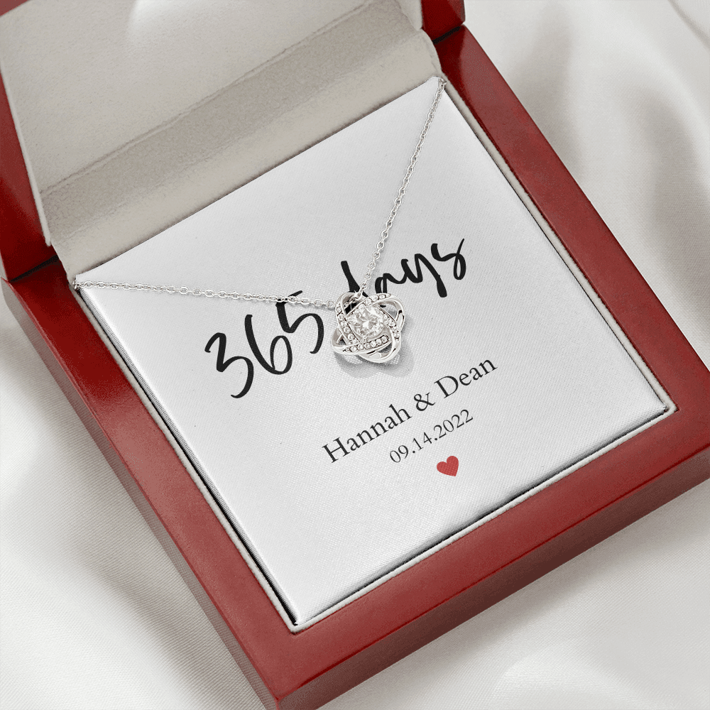 Personalized 1st Anniversary-365 days- Love Knot Necklace