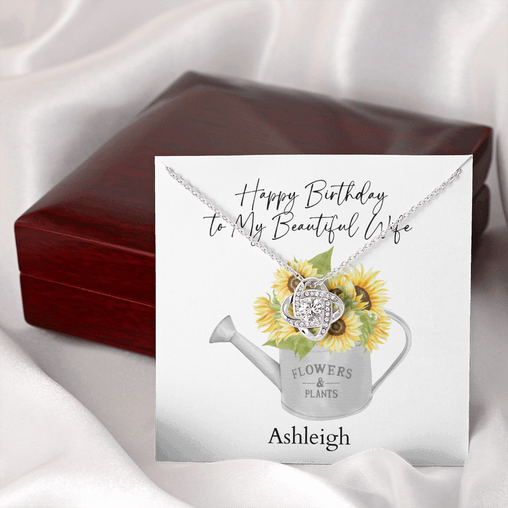 Personalized Happy Birthday- To My Beautiful Wife- Love Knot Necklace