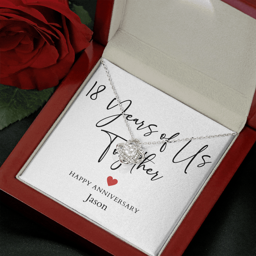 Personalized Eighteen Years Of Us Anniversary- Love Knot Necklace