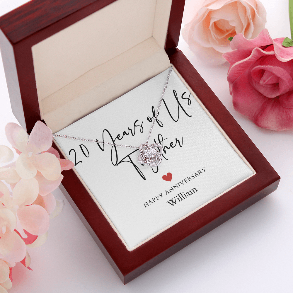 Personalized Twenty Years Of Us Anniversary- Love Knot Necklace