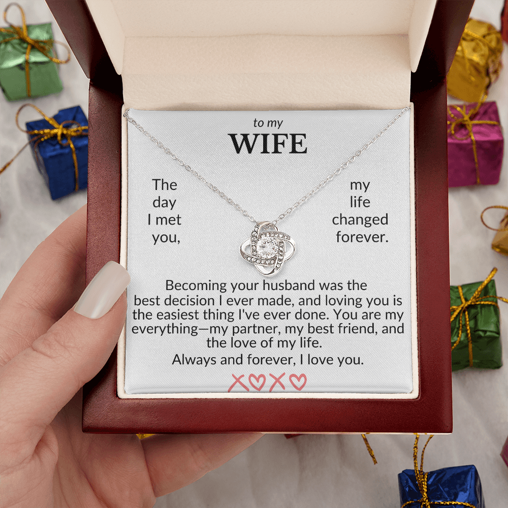To My Wife- The Day I Met You- Love Knot Necklace