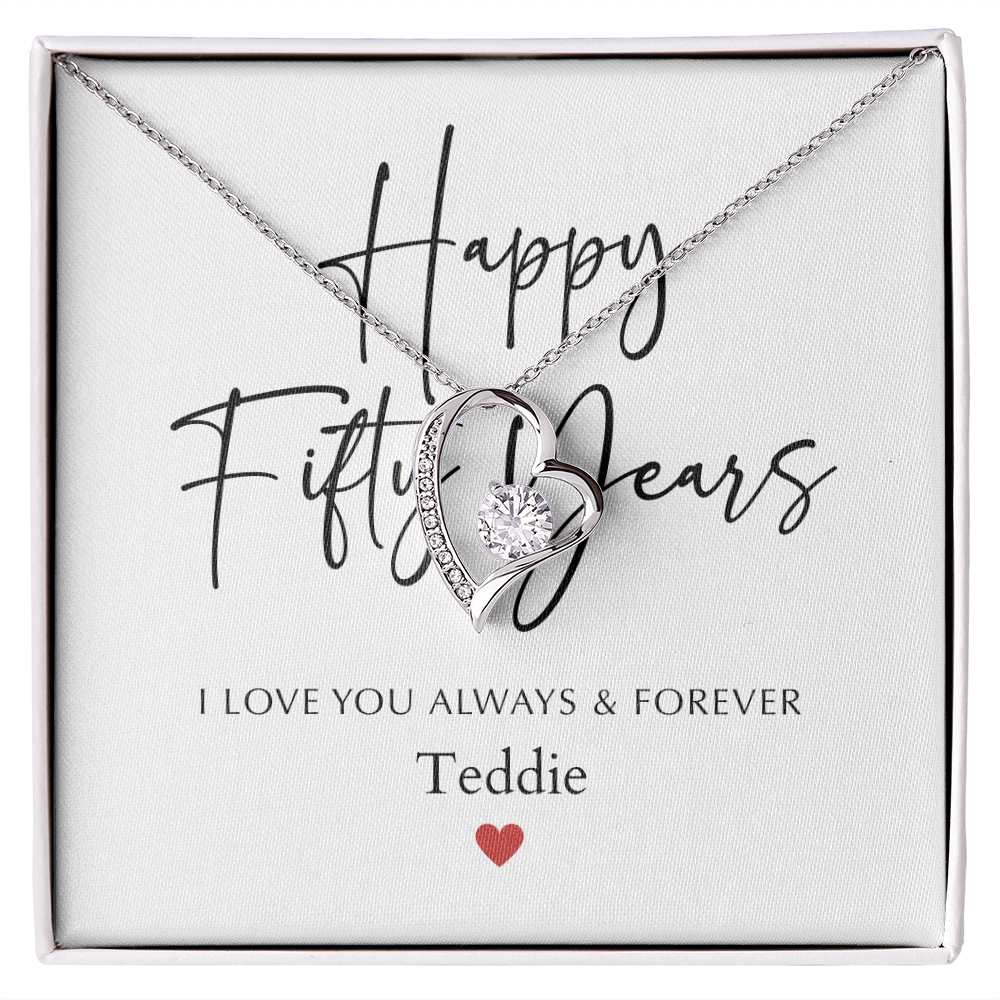 Personalized Happy Fifty Year Anniversary-Forever Love Necklace