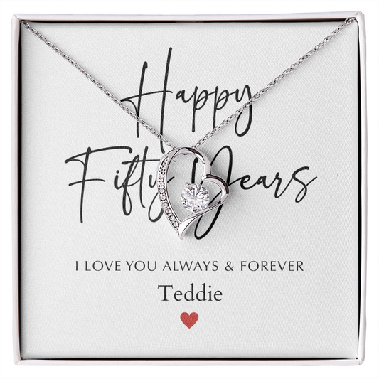 Personalized Happy Fifty Year Anniversary-Forever Love Necklace