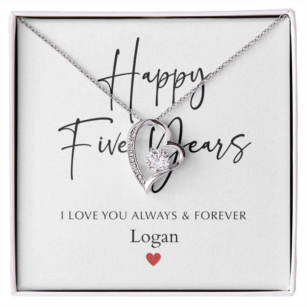Personalized Happy Five Year Anniversary-Forever Love Necklace