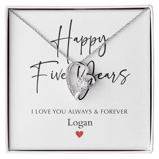 Personalized Happy Five Year Anniversary-Forever Love Necklace