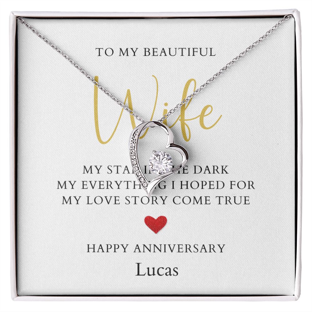 Personalized Anniversary-To My Beautiful Wife- Forever Love Necklace