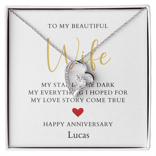 Personalized Anniversary-To My Beautiful Wife- Forever Love Necklace