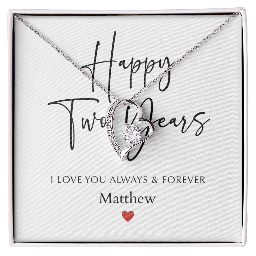 Personalized Happy Two Year Anniversary-Forever Love Necklace