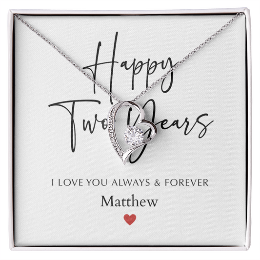 Personalized Happy Two Year Anniversary-Forever Love Necklace
