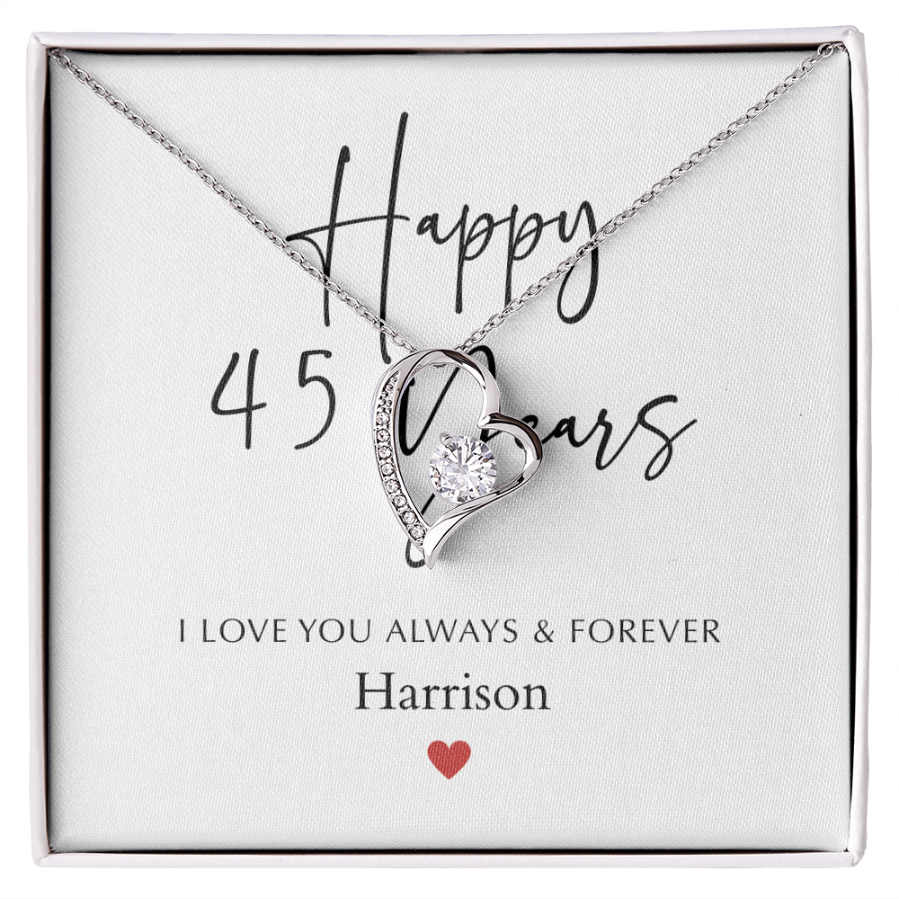 Personalized Happy Fourty-Five Year Anniversary-Forever Love Necklace