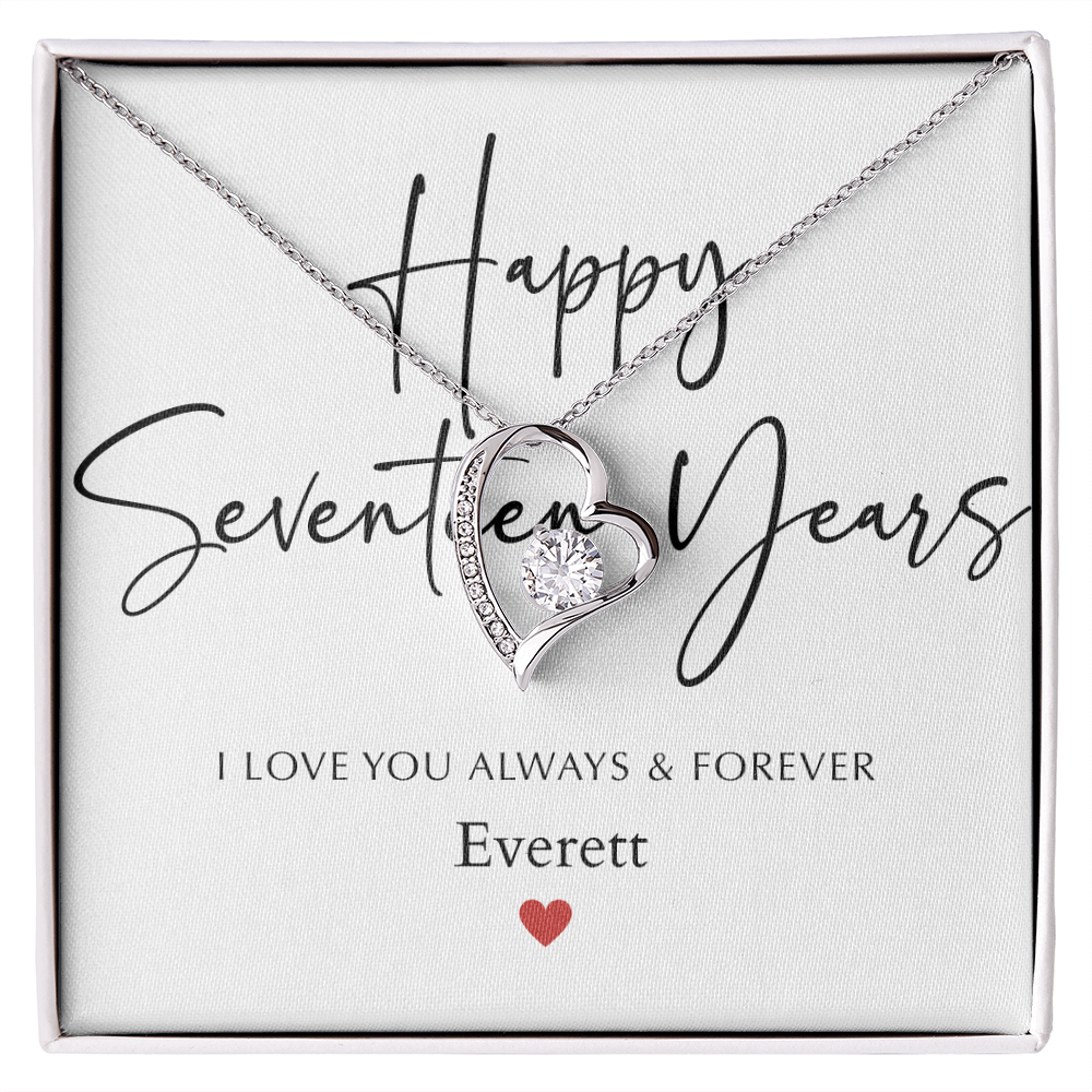 Personalized Happy Seventeen Year Anniversary-Forever Love Necklace