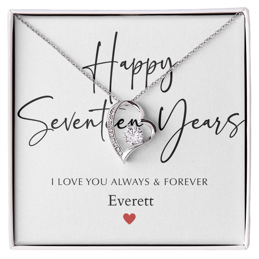 Personalized Happy Seventeen Year Anniversary-Forever Love Necklace