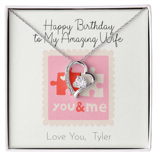 Personalized Happy Birthday- To My Amazing Wife- Forever Love Necklace