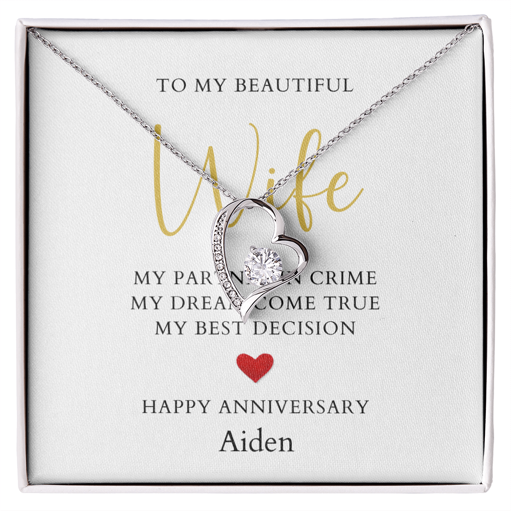 Personalized Anniversary-To My Beautiful Wife- Forever Love Necklace