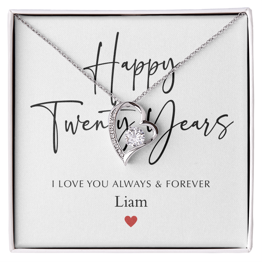 Personalized Happy Twenty Year Anniversary-Forever Love Necklace