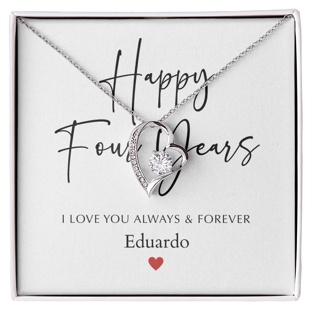 Personalized Happy Four Year Anniversary-Forever Love Necklace