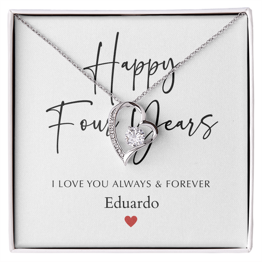 Personalized Happy Four Year Anniversary-Forever Love Necklace