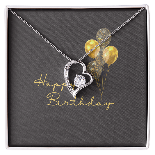 Happy Birthday- Black & Gold- Forever Love Necklace