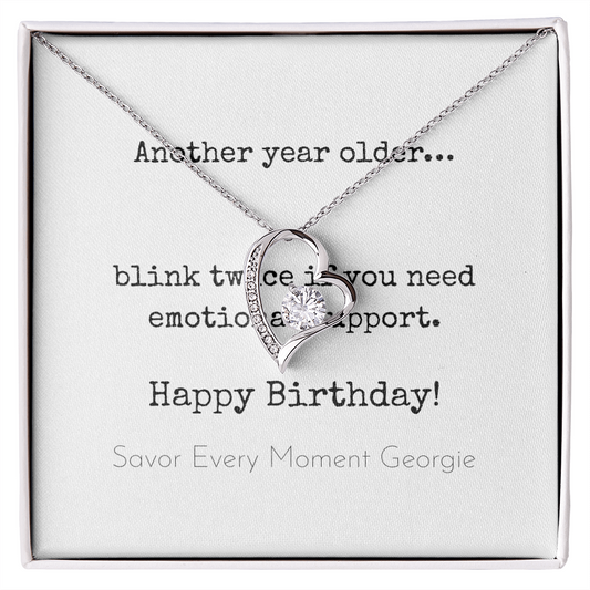 Personalized Happy Birthday- Blink Twice- Forever Love Necklace