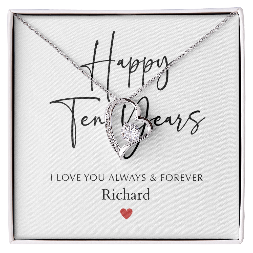 Personalized Happy Ten Year Anniversary-Forever Love Necklace