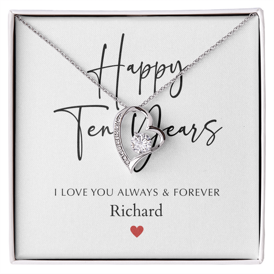 Personalized Happy Ten Year Anniversary-Forever Love Necklace