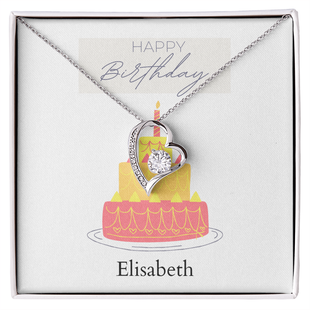 Personalized Happy Birthday- Parisian Cake Celebration-Forever Love Necklace