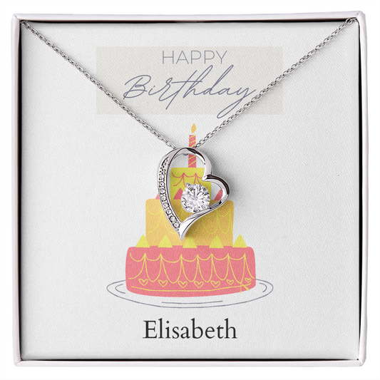 Personalized Happy Birthday- Parisian Cake Celebration-Forever Love Necklace