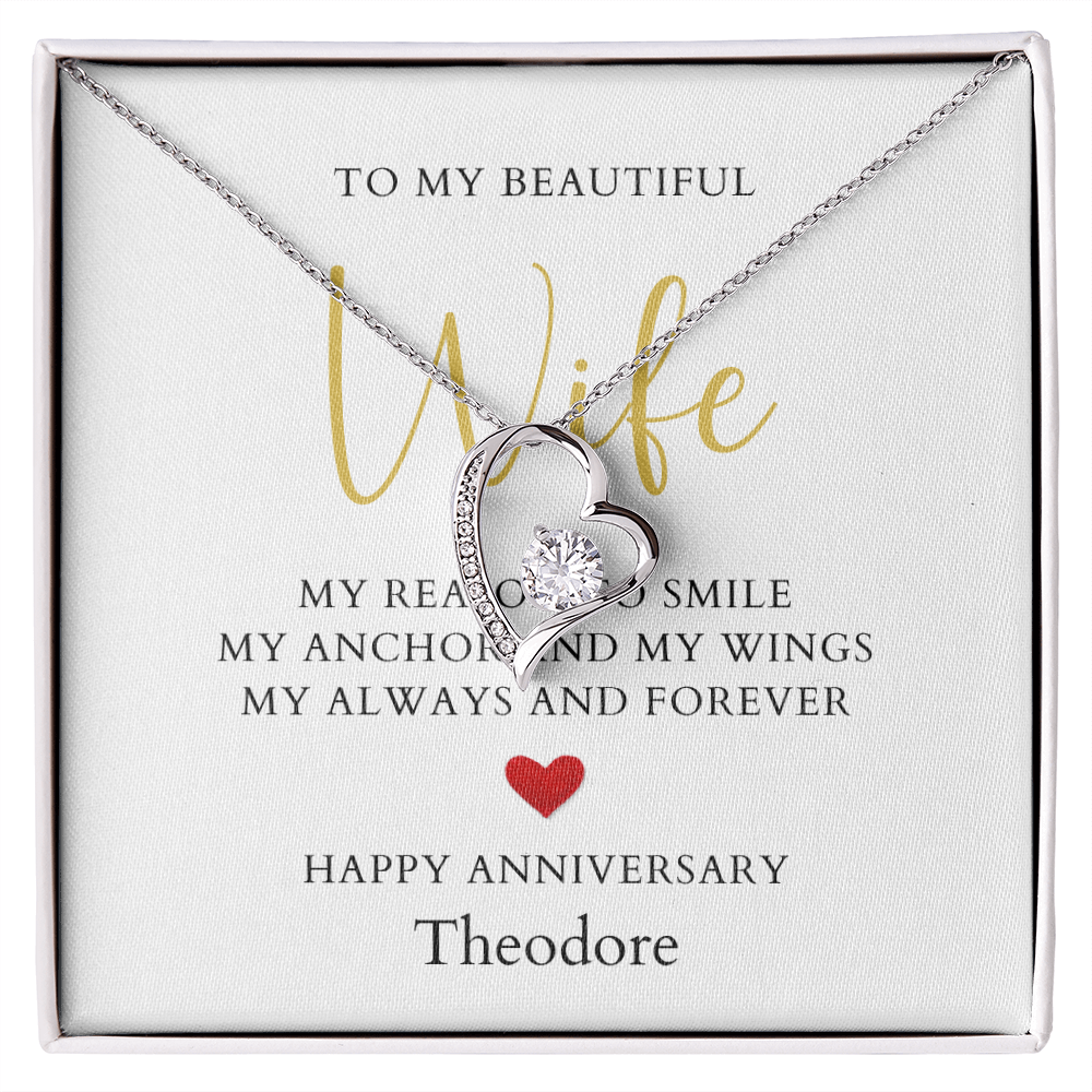 Personalized Anniversary-To My Beautiful Wife- Forever Love Necklace