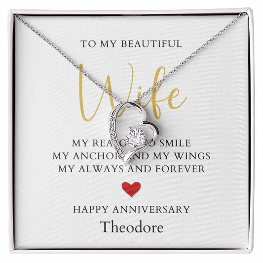Personalized Anniversary-To My Beautiful Wife- Forever Love Necklace