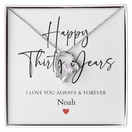 Personalized Happy Thirty Year Anniversary-Forever Love Necklace