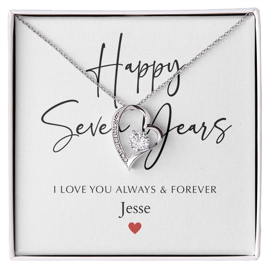 Personalized Happy Seven Year Anniversary-Forever Love Necklace
