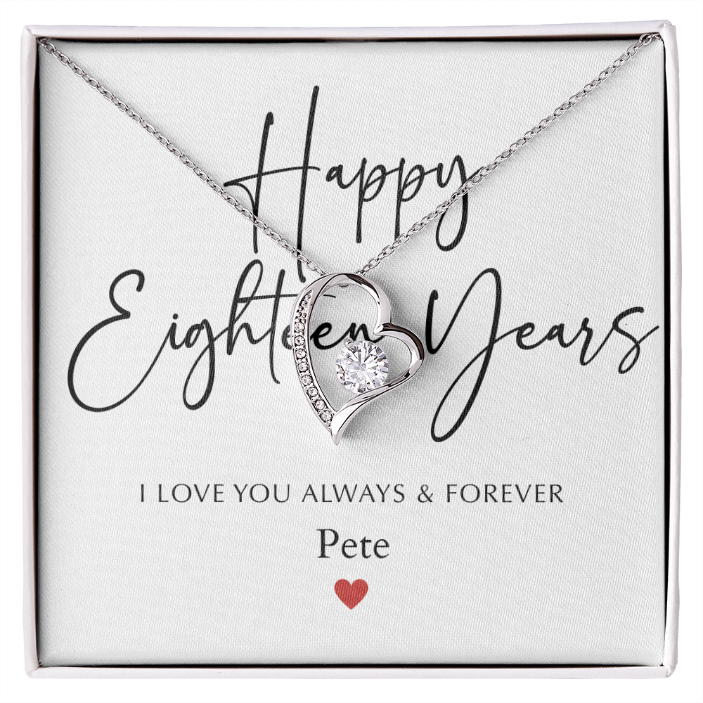 Personalized Happy Eighteen Year Anniversary-Forever Love Necklace