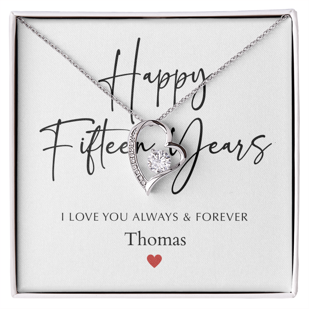 Personalized Happy Fifteen Year Anniversary-Forever Love Necklace